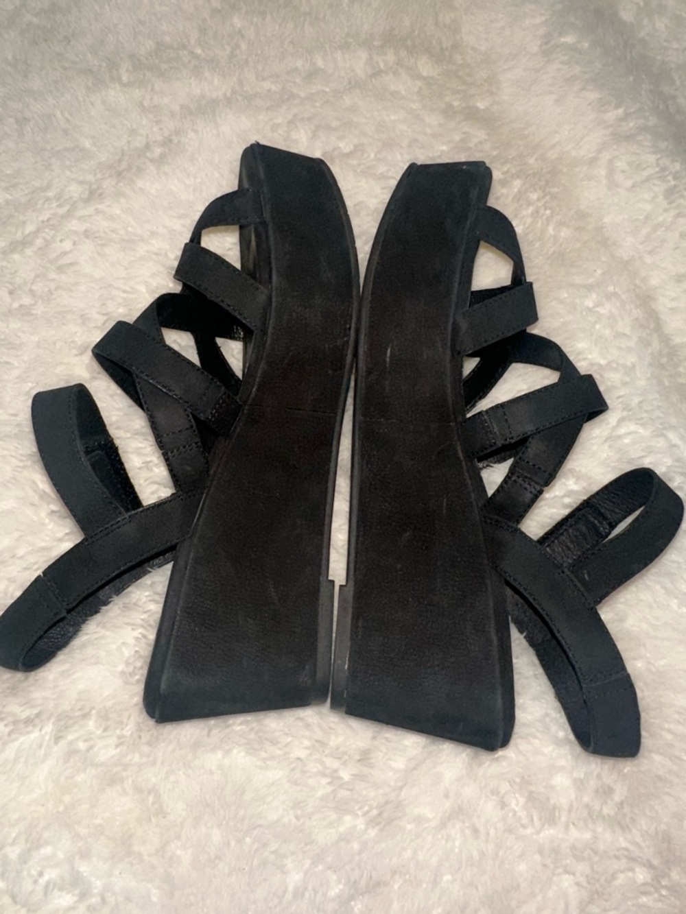 Eileen Fisher Black Leather Multi-Strap Slingback Sandals - Picture 3 of 6
